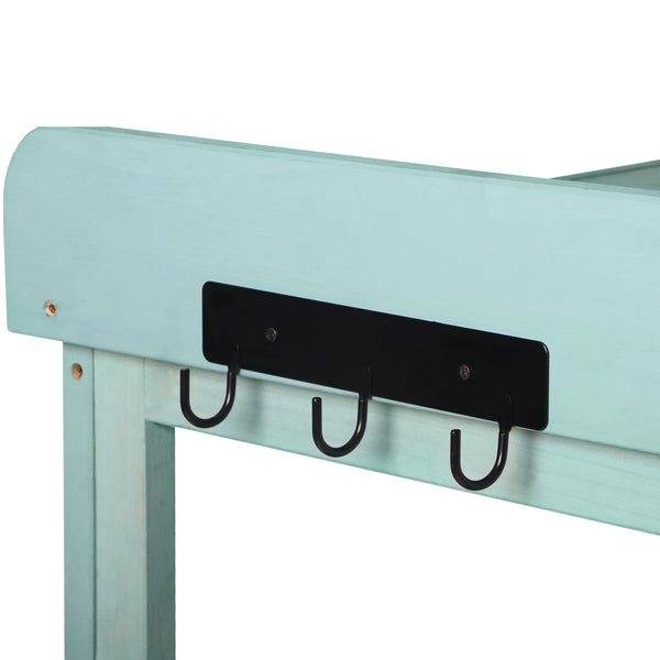 English Elm TOPMAX 65" Wooden Potting Bench with Splash Plate, 4 Shelves & Side Hook, Sturdy Fir Workstation Green WF285323AAF