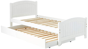 English Elm Twin Twin Bed With Trundle Dark Cherry Finish Youth Storage Drawers Modern Headboard Design Durable Pine Veneer White 7 L x 11 W x 82 H HS00F9218-ID-AHD-BED