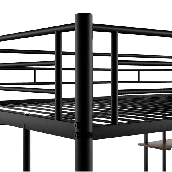 English Elm Loft Full Metal Bed with Desk & Shelf, Space-Saving Modern Black Design, Sturdy 250lb Capacity MF285665AAB
