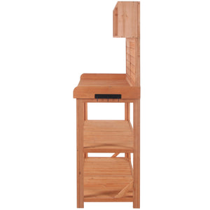 English Elm TOPMAX 65" Wooden Potting Bench with Splash Plate, 4 Shelves & Side Hook, Sturdy Fir Workstation Natural WF285323AAA