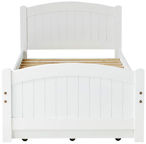 English Elm Twin Twin Bed With Trundle Dark Cherry Finish Youth Storage Drawers Modern Headboard Design Durable Pine Veneer White 7 L x 11 W x 82 H HS00F9218-ID-AHD-BED