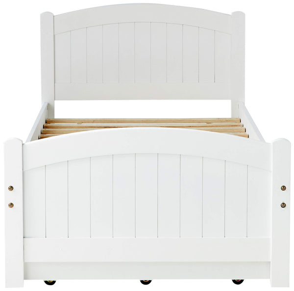 English Elm Twin Twin Bed With Trundle Dark Cherry Finish Youth Storage Drawers Modern Headboard Design Durable Pine Veneer White 7 L x 11 W x 82 H HS00F9218-ID-AHD-BED