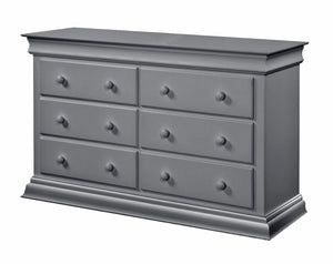 English Elm Universal Six Drawer Wide Dresser Neutral Gray Finish Bedroom Storage Organizer 0006-GRY