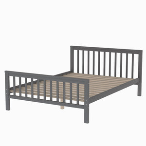 English Elm Twin loft bed with staircase and storage for 3, pine/MDF sturdy design, slat kit included, 97.2"L Gray SM000107AAE-1