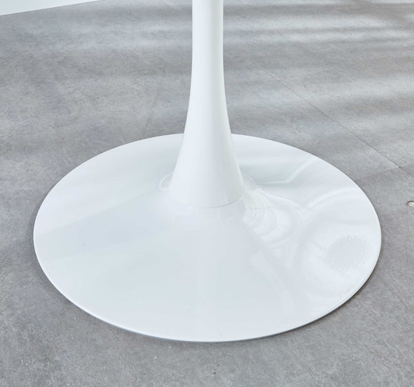 English Elm 1+4,5Pieces Modern White Dining Set - Compact 5-Piece Kitchen Table & Upholstered Chairs For Small Spaces W234S00053