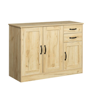 English Elm Modern Wood Buffet Sideboard with 3 Doors, 2 Drawers & Movable Shelves – Oak Console for Dining Entryway W33137242