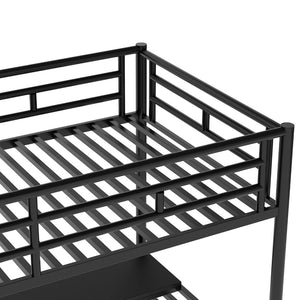 English Elm Metal Twin Loft Bed with Integrated Desk Powder Coated Steel Frame for Compact Rooms SM000604AAB-1