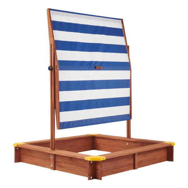 English Elm Kids Cedar Sandbox with Adjustable Canopy Corner Seating Outdoor Backyard Play D720094431