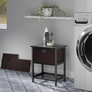 Winsome Wood Omaha Storage Rack With 2 Chocolate Corn Husk Baskets - Stylish Organization For Any Room Black ,Chocolate Solid ,Composite Wood ,Corn Husk 20216-winsome-wood