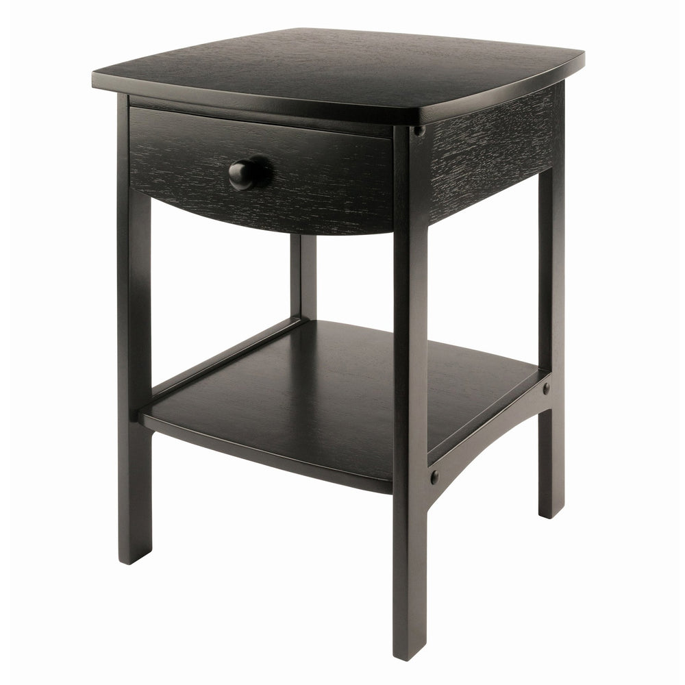 Winsome Wood Claire Curved Nightstand Table - Elegant Black Accent Table With Storage Drawer & Shelf Space Black Solid ,Composite Wood 20218-winsome-wood