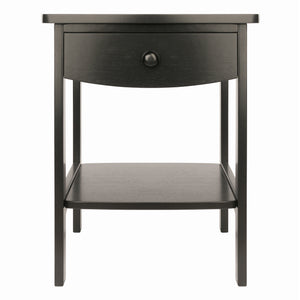 Winsome Wood Claire Curved Nightstand Table - Elegant Black Accent Table With Storage Drawer & Shelf Space Black Solid ,Composite Wood 20218-winsome-wood