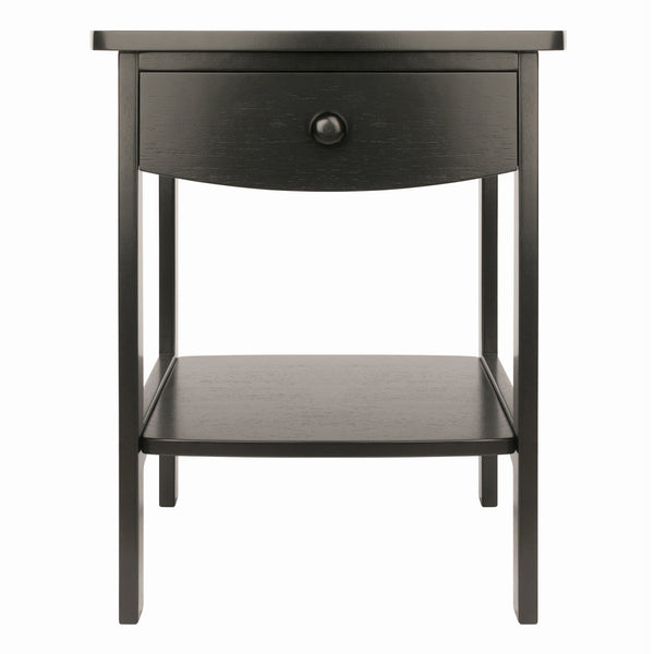 Winsome Wood Claire Curved Nightstand Table - Elegant Black Accent Table With Storage Drawer & Shelf Space Black Solid ,Composite Wood 20218-winsome-wood
