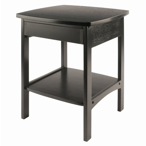 Winsome Wood Claire Curved Nightstand Table - Elegant Black Accent Table With Storage Drawer & Shelf Space Black Solid ,Composite Wood 20218-winsome-wood