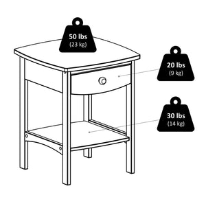 Winsome Wood Claire Curved Nightstand Table - Elegant Black Accent Table With Storage Drawer & Shelf Space Black Solid ,Composite Wood 20218-winsome-wood