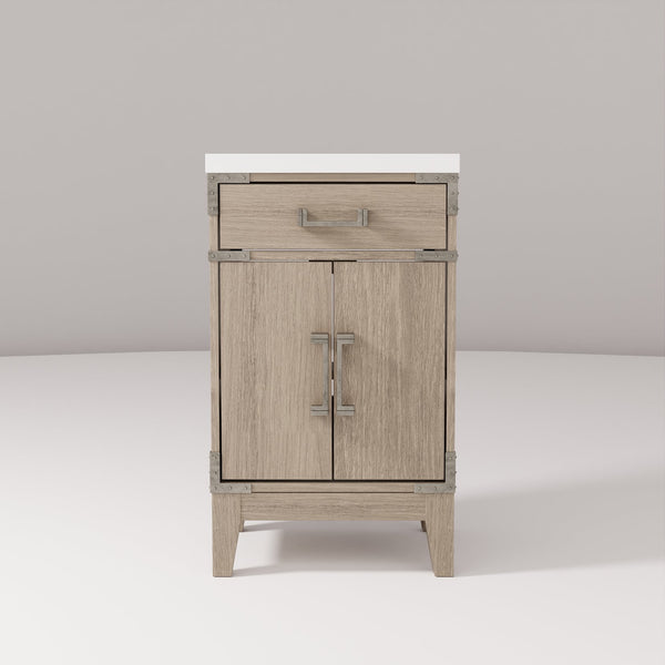 English Elm Grey Oak Single Bath Vanity 20" W X 18" D - Modern Design With Easy-Care Acrylic Top & Storage Solutions B2731P259736