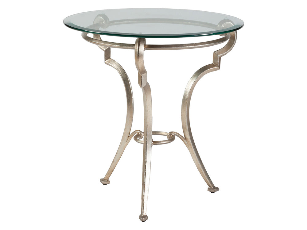 Lexington Artistica Home Colette Round End Table - Hand-forged Italian Design With Beveled Glass Top, Unique Champagne Finish Champagne Wood 2022-950c