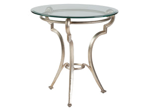 Lexington Artistica Home Colette Round End Table - Hand-forged Italian Design With Beveled Glass Top, Unique Champagne Finish Champagne Wood 2022-950c