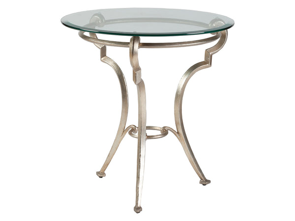 Lexington Artistica Home Colette Round End Table - Hand-forged Italian Design With Beveled Glass Top, Unique Champagne Finish Champagne Wood 2022-950c