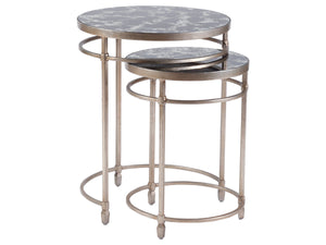 Lexington Artistica Home Colette Round Nesting Tables - Hand-forged Iron With Antique Mirror Tops For Elegant Home Décor Champagne Wood 2022-958