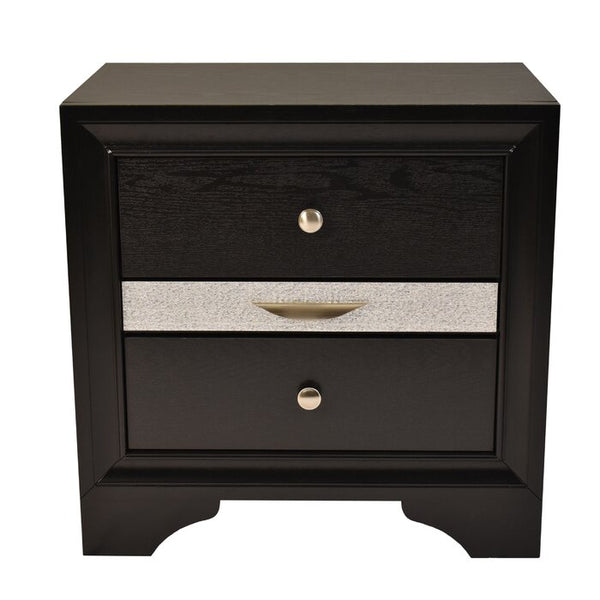 English Elm Traditional King 4-Piece Storage Bedroom Set in Black Engineered Wood with Headboard, Drawers, Dresser, Mirror, Nightstand (Elegant Durable Design) 808857543516