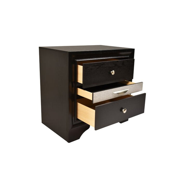 English Elm Traditional King 4-Piece Storage Bedroom Set in Black Engineered Wood with Headboard, Drawers, Dresser, Mirror, Nightstand (Elegant Durable Design) 808857543516