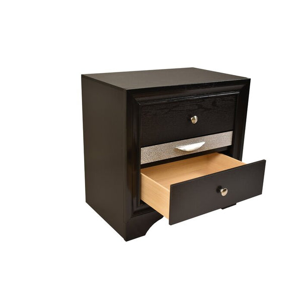 English Elm Traditional King 4-Piece Storage Bedroom Set in Black Engineered Wood with Headboard, Drawers, Dresser, Mirror, Nightstand (Elegant Durable Design) 808857543516