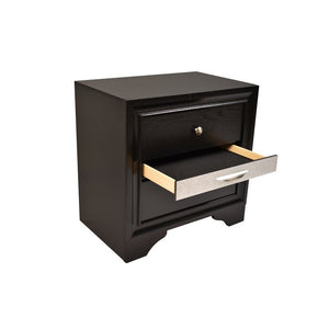English Elm Traditional King 4-Piece Storage Bedroom Set in Black Engineered Wood with Headboard, Drawers, Dresser, Mirror, Nightstand (Elegant Durable Design) 808857543516