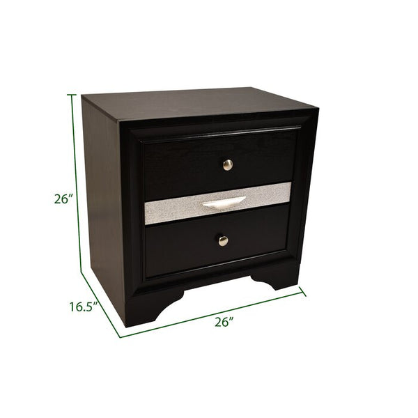 English Elm Traditional King 4-Piece Storage Bedroom Set in Black Engineered Wood with Headboard, Drawers, Dresser, Mirror, Nightstand (Elegant Durable Design) 808857543516