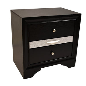 English Elm Traditional Matrix Queen 4-Piece Storage Bedroom Set in Black Engineered Wood with Headboard, Drawers, Dresser, Mirror and Nightstand — Durable, Minimalist Style 808857820662