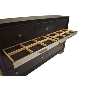 English Elm Traditional King 4-Piece Storage Bedroom Set in Black Engineered Wood with Headboard, Drawers, Dresser, Mirror, Nightstand (Elegant Durable Design) 808857543516