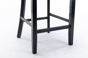 English Elm Contemporary Velvet Upholstered Barstool with Button Tufting, High-Density Foam Cushion, Solid Wood Blue W1143P177249