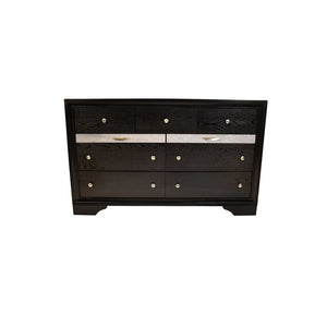 English Elm Traditional King 4-Piece Storage Bedroom Set in Black Engineered Wood with Headboard, Drawers, Dresser, Mirror, Nightstand (Elegant Durable Design) 808857543516