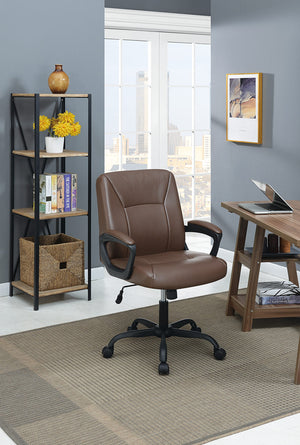 English Elm Relax Cushioned Office Chair with Plush Upholstered Seat and Back, Adjustable Height for Comfort Brown 10 L x 23 W x 21 H HS00F1681-ID-AHD