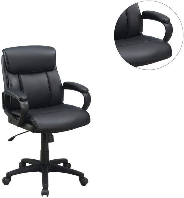 English Elm Classic timeless office chair with extra padded cushion, height adjustable comfort for home workspaces Black 14.8 L x 24.4 W x 23.8 H HS00F1682-ID-AHD