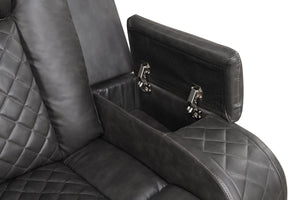 English Elm BENZ Power Reclining 2-Pc Set in Black Faux Leather with LED Lights, Bluetooth, Console & USB B009S01938