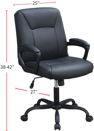 English Elm Relax Cushioned Office Chair with Plush Upholstered Seat and Back, Adjustable Height for Comfort Black 10 L x 23 W x 21 H HS00F1680-ID-AHD