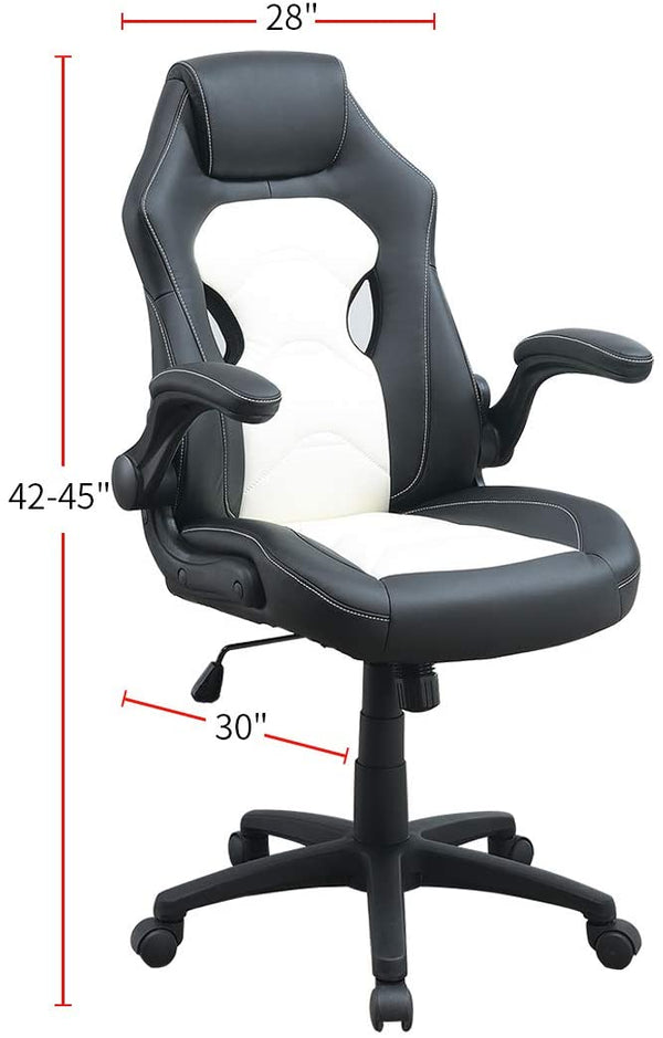 English Elm Office Gaming Chair with Breathable Back, Ergonomic Armrests and Adjustable Height for Comfort Black White 12.6 L x 29.1 W x 23.5 H HS00F1690-ID-AHD