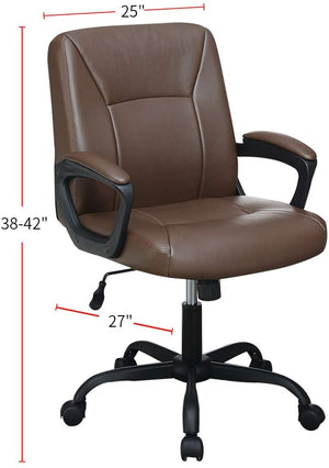 English Elm Relax Cushioned Office Chair with Plush Upholstered Seat and Back, Adjustable Height for Comfort Brown 10 L x 23 W x 21 H HS00F1681-ID-AHD