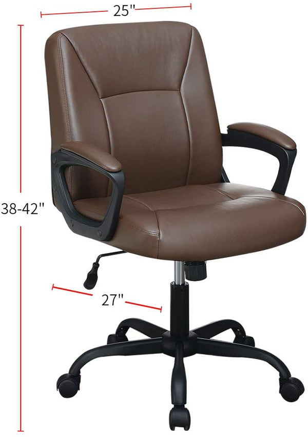 English Elm Relax Cushioned Office Chair with Plush Upholstered Seat and Back, Adjustable Height for Comfort Brown 10 L x 23 W x 21 H HS00F1681-ID-AHD
