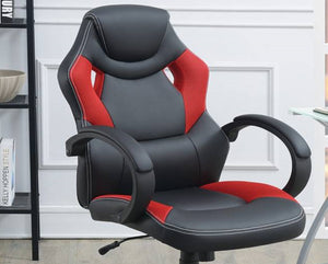English Elm Office Chair - Ergonomic Cushioned Comfort Gaming & Work Chair In Bold Black & Red Design HS00F1689-ID-AHD