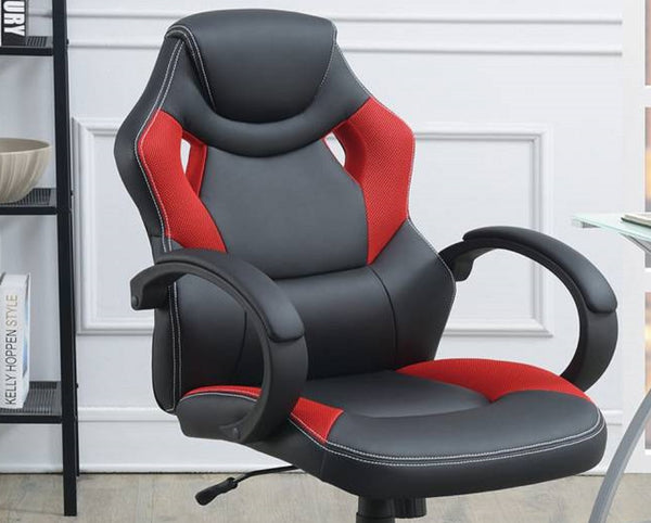 English Elm Office Chair - Ergonomic Cushioned Comfort Gaming & Work Chair In Bold Black & Red Design HS00F1689-ID-AHD
