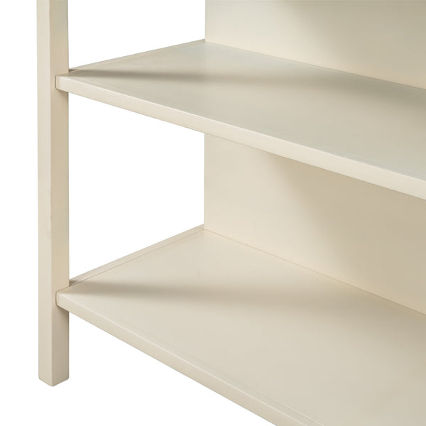 English Elm TOPMAX Rustic 45" Solid Wood Kitchen Island Table with Butcher Block Top, 2 Open Shelves, Walnut+Cream White WF285472AAD