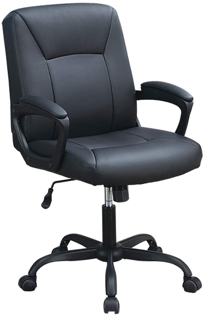 English Elm Relax Cushioned Office Chair with Plush Upholstered Seat and Back, Adjustable Height for Comfort Black 10 L x 23 W x 21 H HS00F1680-ID-AHD
