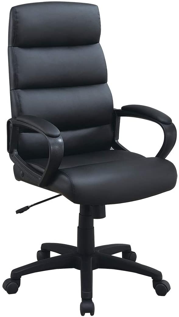 English Elm Black Faux Leather Cushioned Upholstered Office Chair with Adjustable Height, Ergonomic Desk Comfort HS00F1683-ID-AHD