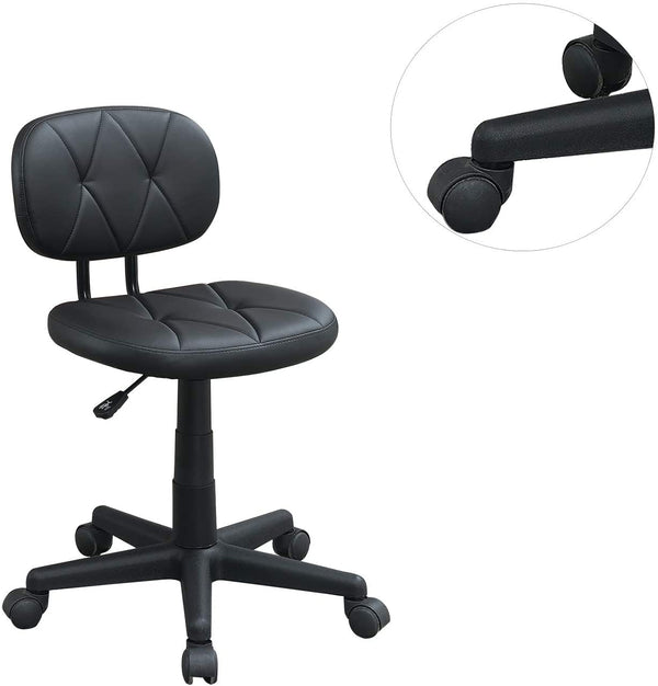 English Elm Modern Button Tufted Office Chair with Adjustable Height, Upholstered Black Seat, Rolling Swivel Comfort HS00F1676-ID-AHD