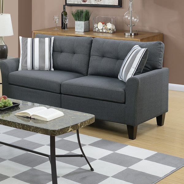 English Elm Living 2-Piece Sofa and Loveseat Set with Glossy Polyfiber, Solid Pine Frame, Accent Pillows, Contemporary Style Charcoal grey 27 L x 30 W x 35 H HS00F6533-ID-AHD