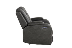 English Elm BENZ Power Recliner Chair with LED Lights, Faux Leather Gray, Bluetooth Speaker & One-Touch Control 659436262294