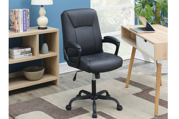 English Elm Relax Cushioned Office Chair with Plush Upholstered Seat and Back, Adjustable Height for Comfort Black 10 L x 23 W x 21 H HS00F1680-ID-AHD