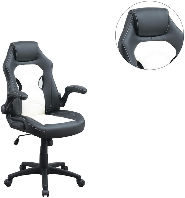 English Elm Office Gaming Chair with Breathable Back, Ergonomic Armrests and Adjustable Height for Comfort Black White 12.6 L x 29.1 W x 23.5 H HS00F1690-ID-AHD