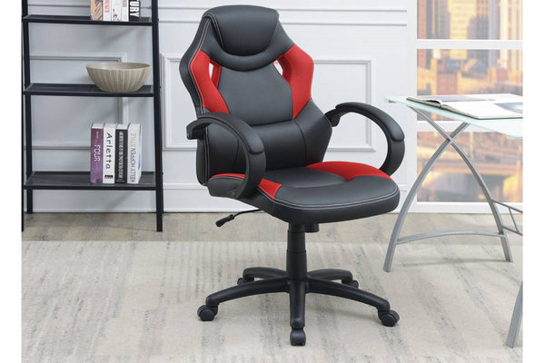 English Elm Office Chair - Ergonomic Cushioned Comfort Gaming & Work Chair In Bold Black & Red Design HS00F1689-ID-AHD